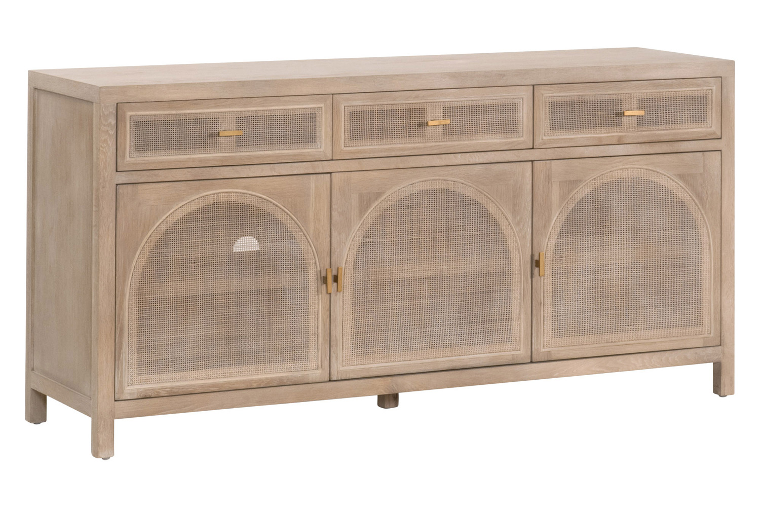 Essentials - Bella Antique Cane Media Sideboard in Smoke Gray