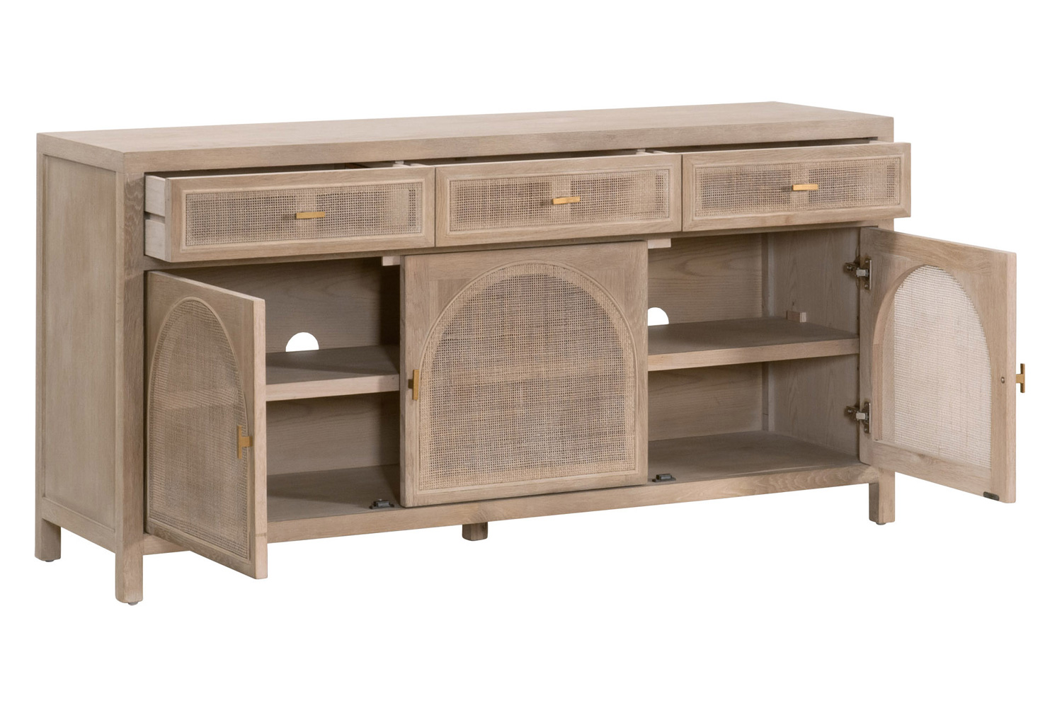 Essentials - Bella Antique Cane Media Sideboard in Smoke Gray