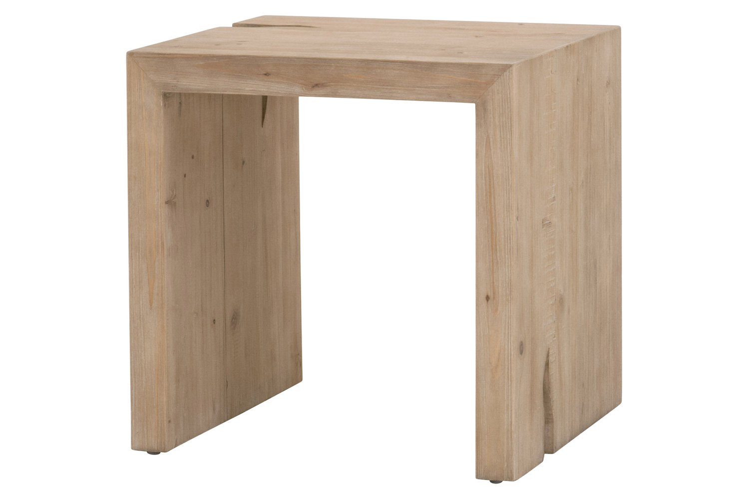 Essentials Bella Antique Reed End Table - Smoke Gray Pine