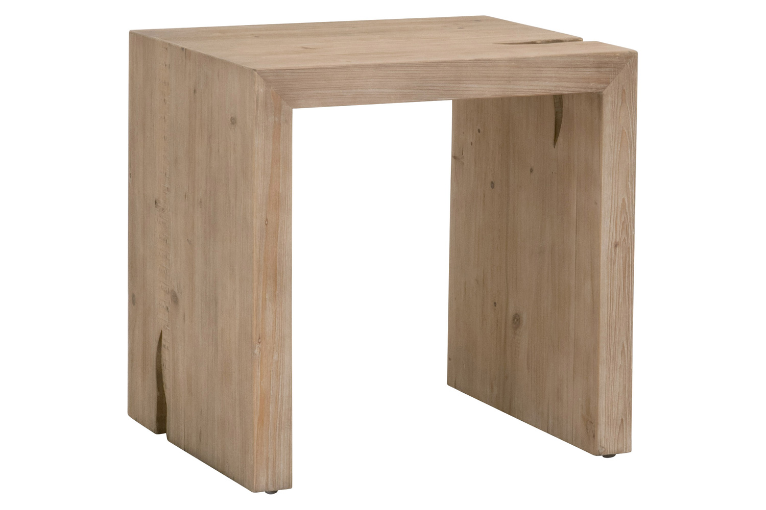 Essentials Bella Antique Reed End Table - Smoke Gray Pine