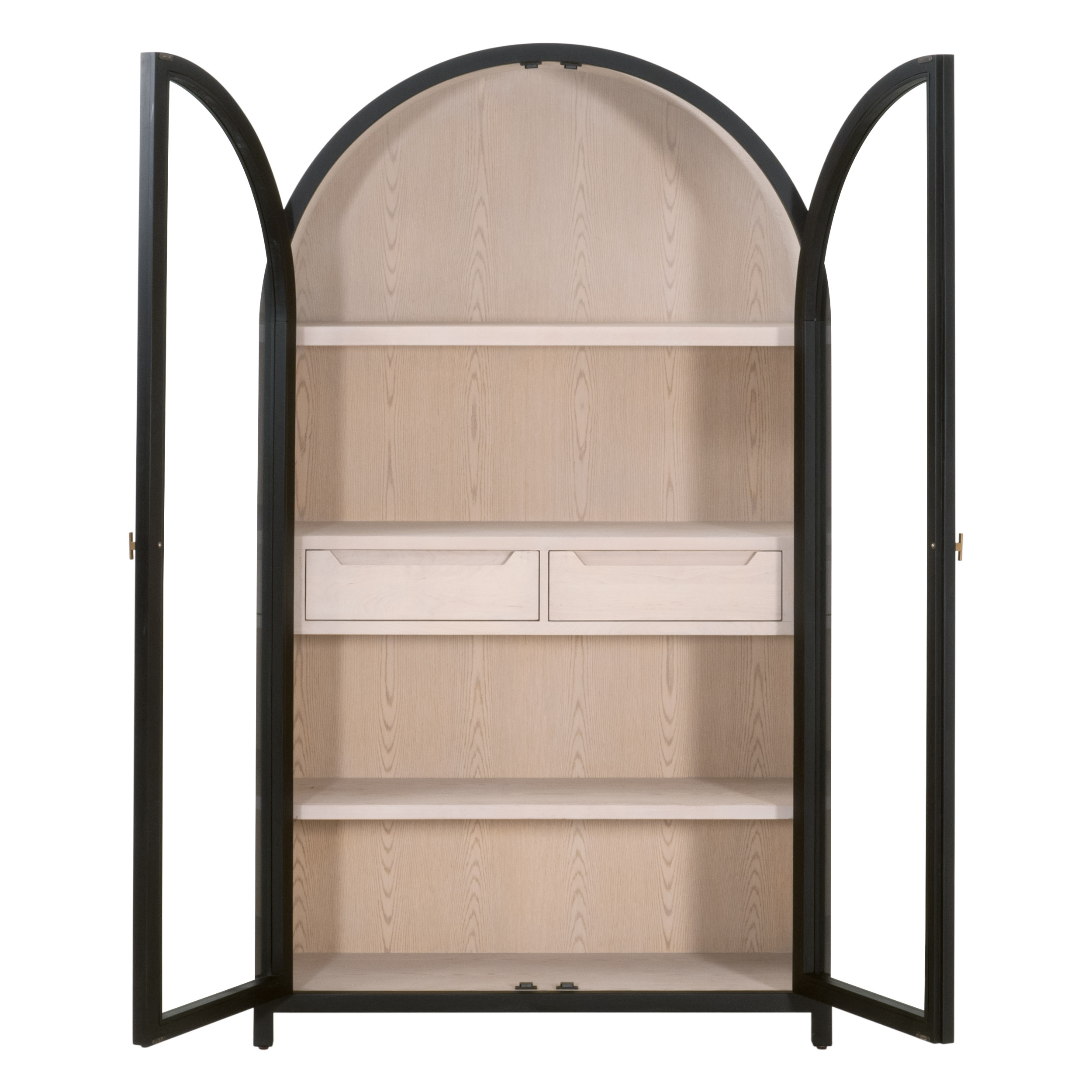 Essentials Bella Antique Toulouse Display Cabinet - Black Birch, Natural Oak