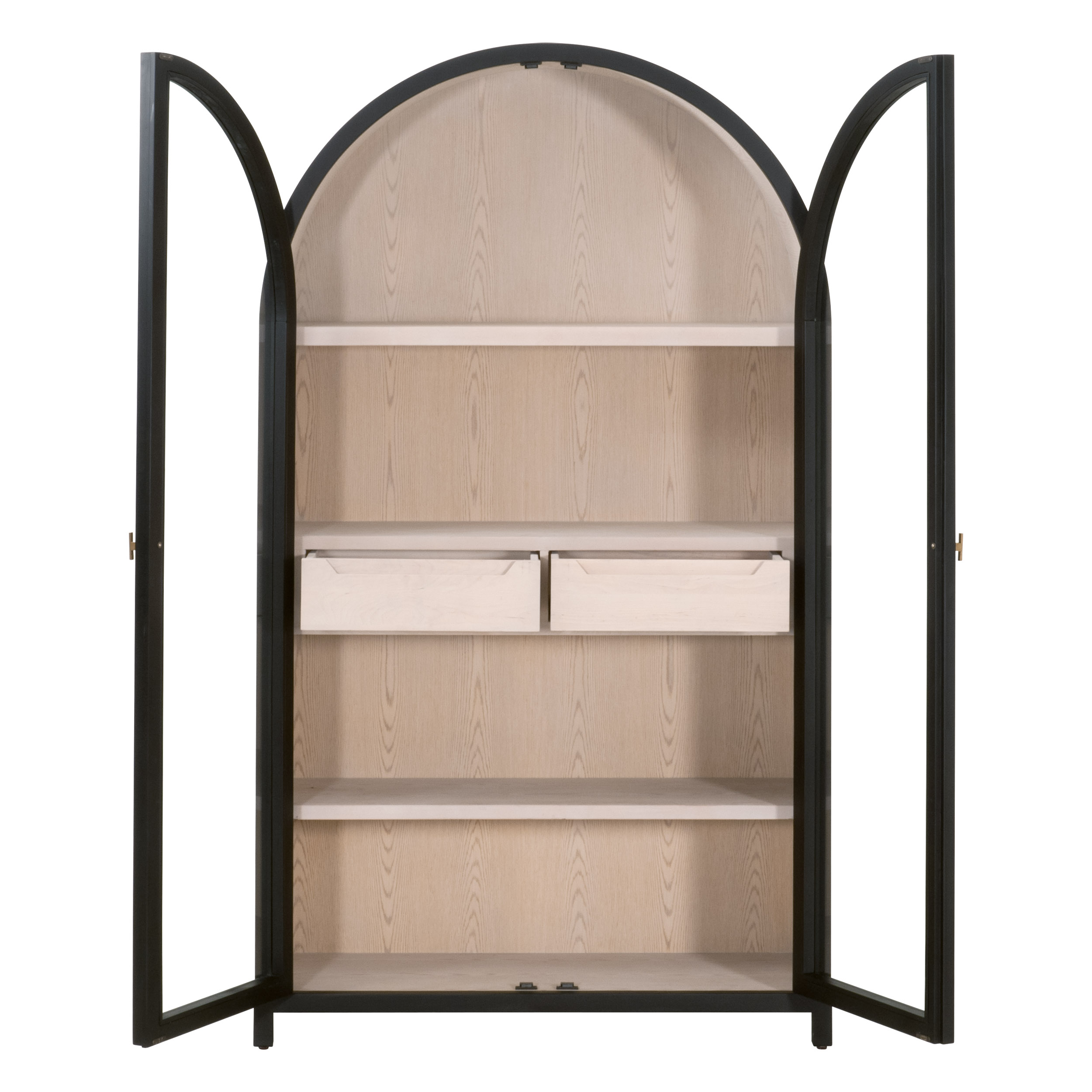 Essentials Bella Antique Toulouse Display Cabinet - Black Birch, Natural Oak