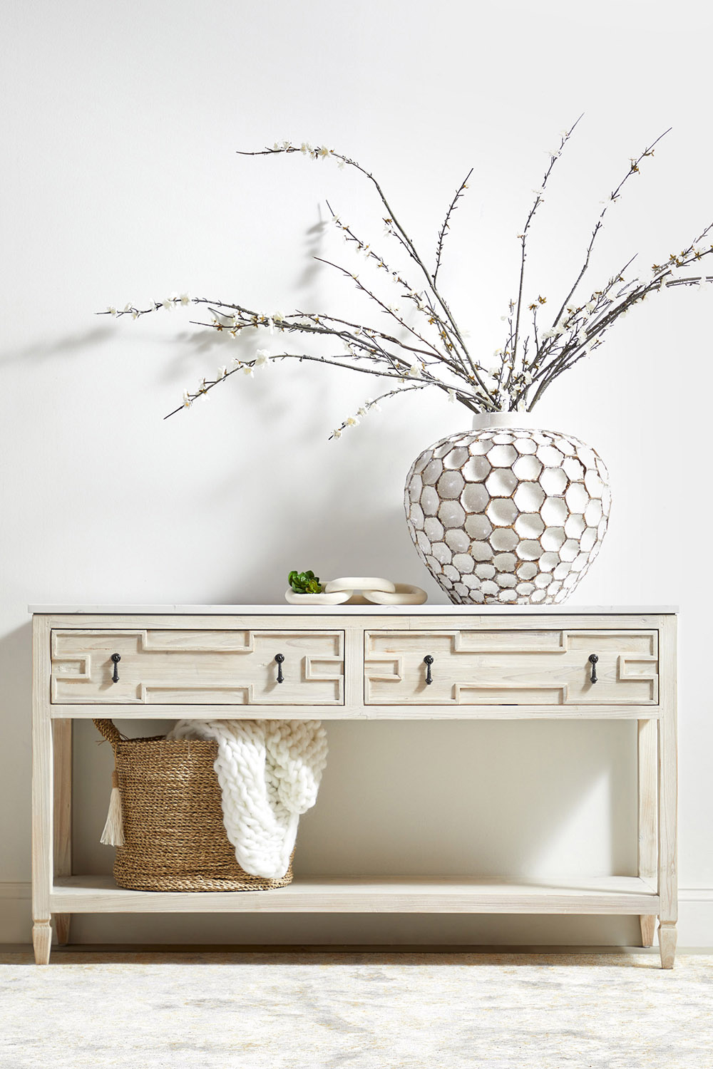 Essentials Bella Antique Cinq Wood Link - White Wash Pine