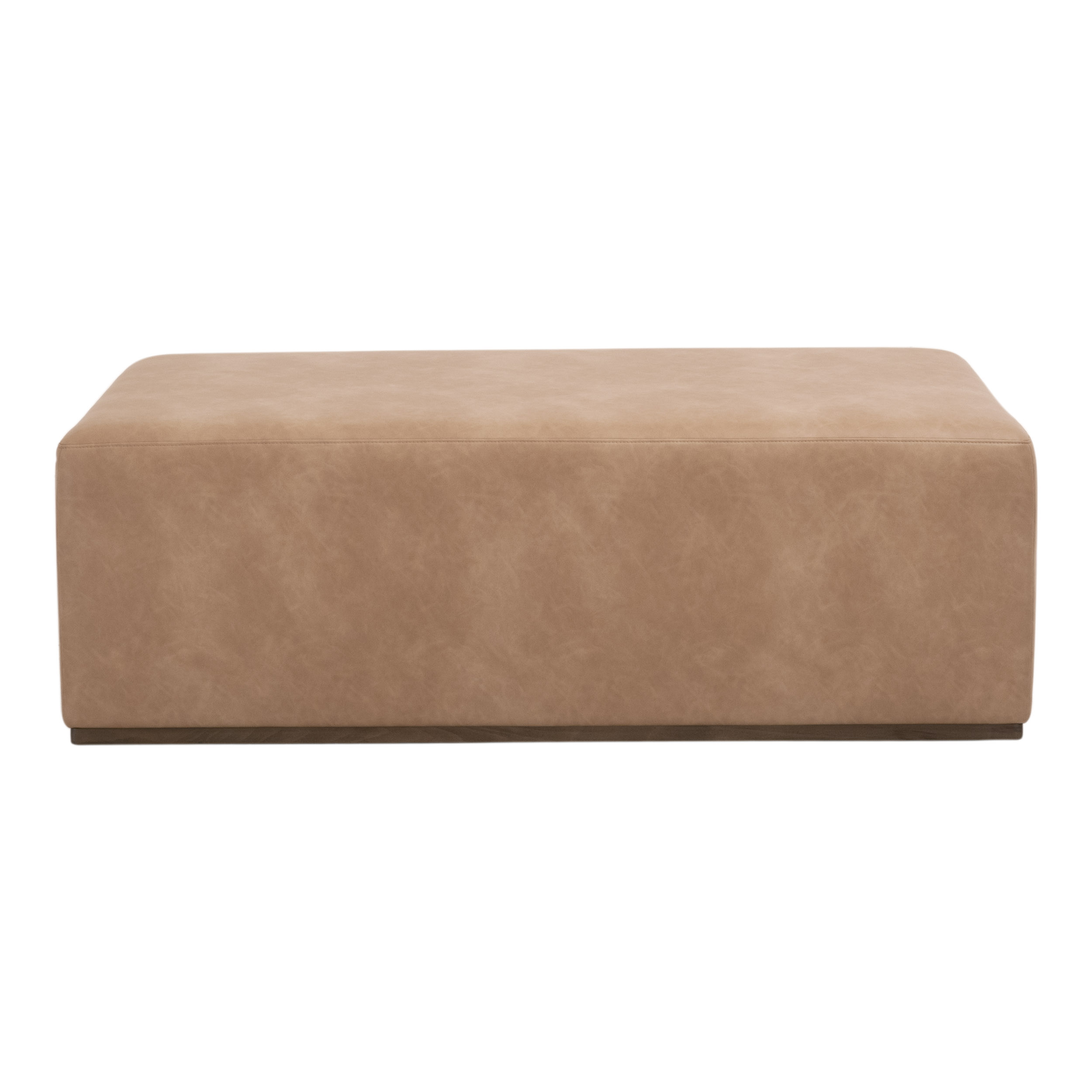 Essentials - Sample Dovetail Upholstered Coffee Table in Ivanhoe Toast, Burnished Brown Acacia