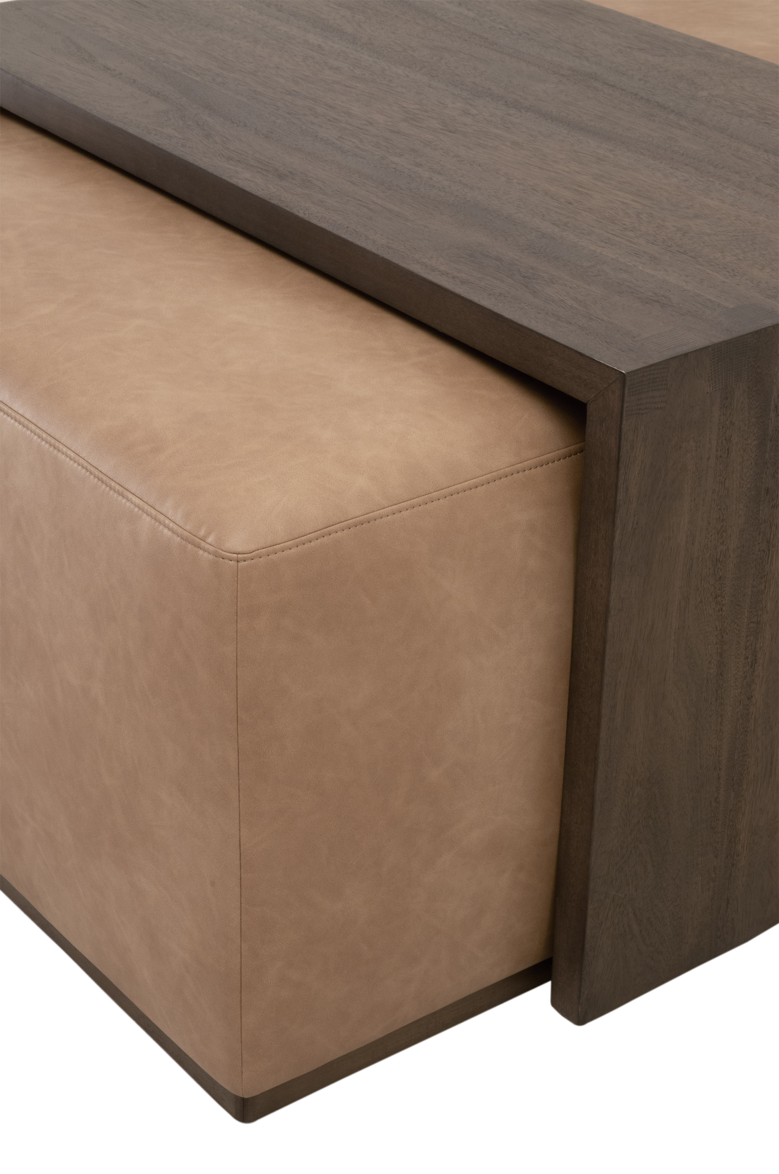 Essentials - Sample Dovetail Upholstered Coffee Table in Ivanhoe Toast, Burnished Brown Acacia