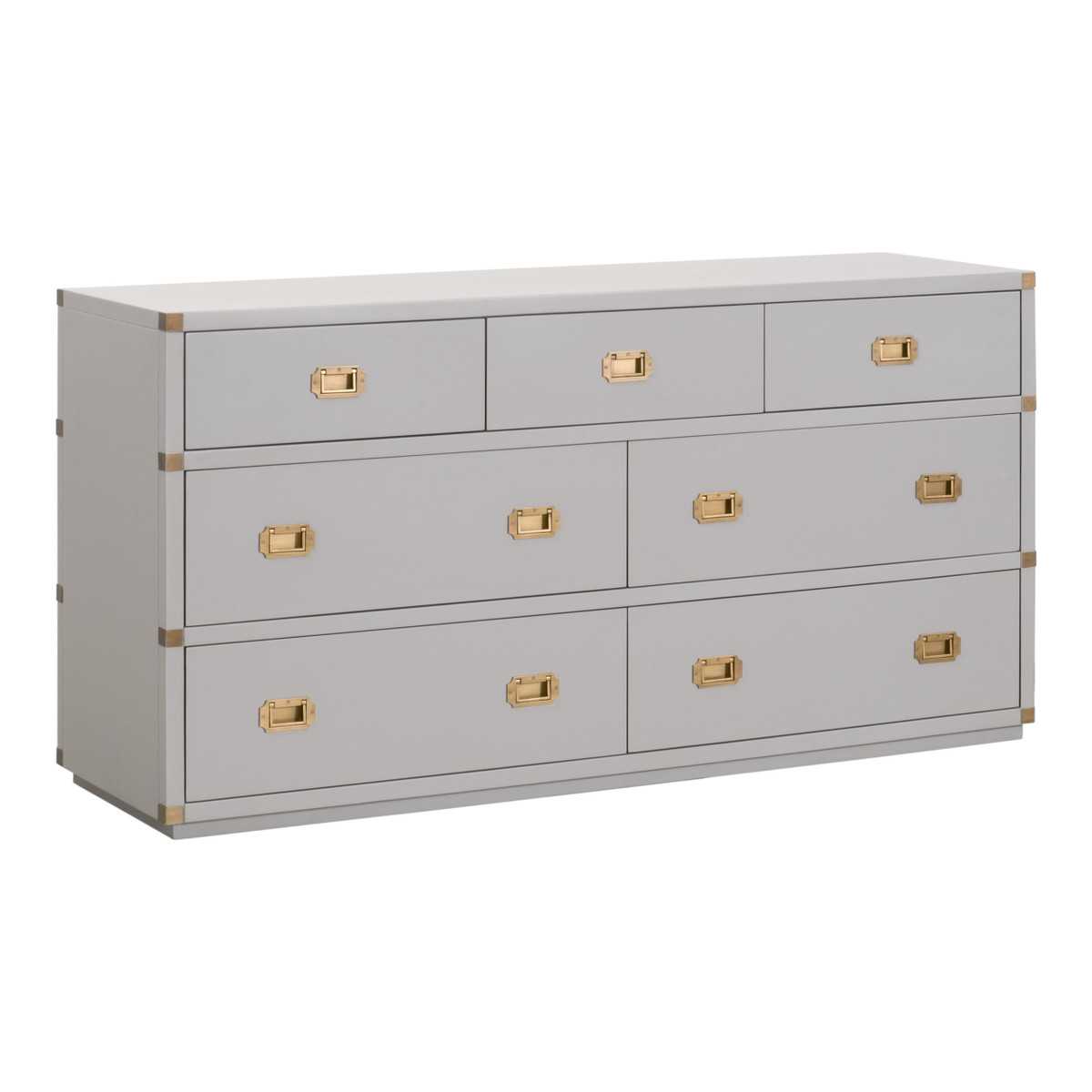 Essentials - Bradley 7-Drawer Double Dresser in Dove Gray, Brushed Gold