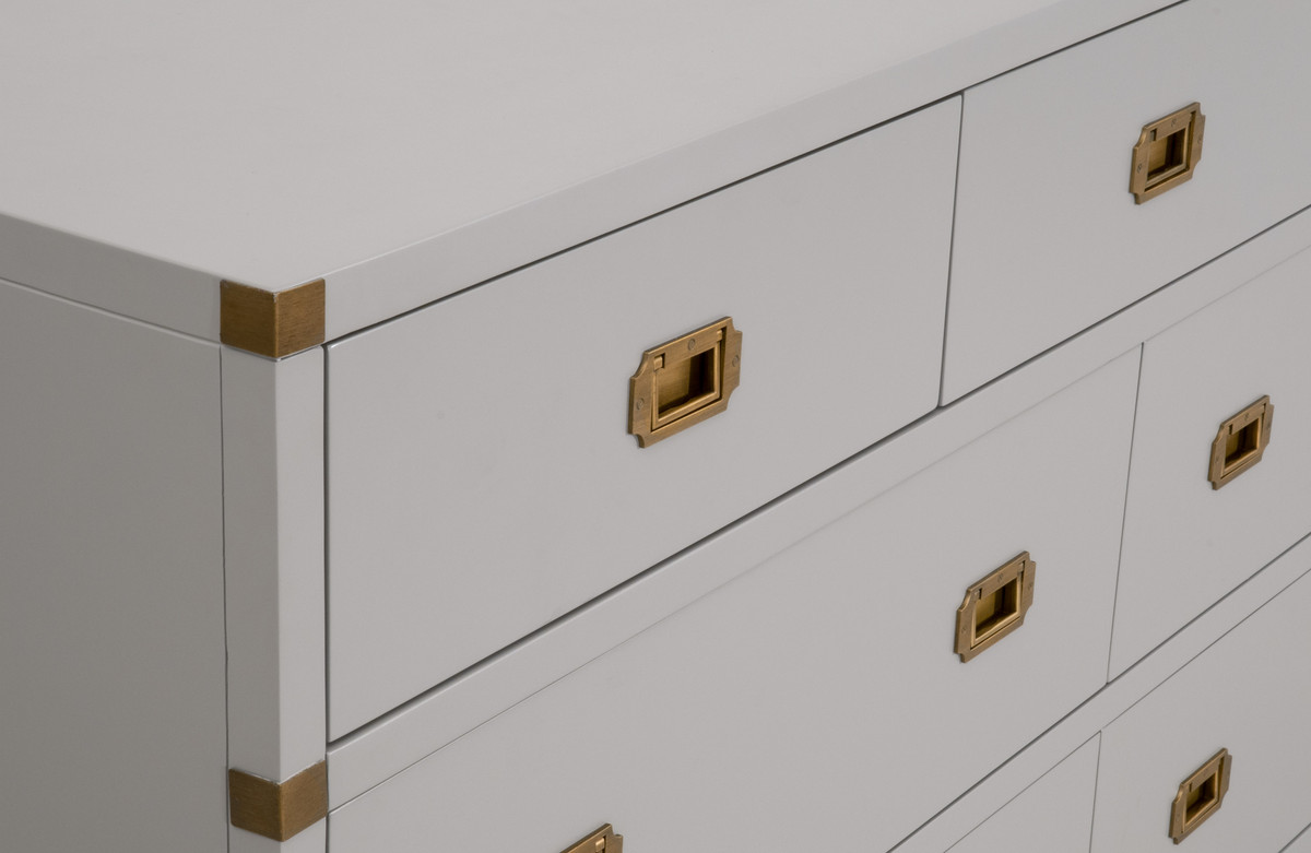 Essentials - Bradley 7-Drawer Double Dresser in Dove Gray, Brushed Gold