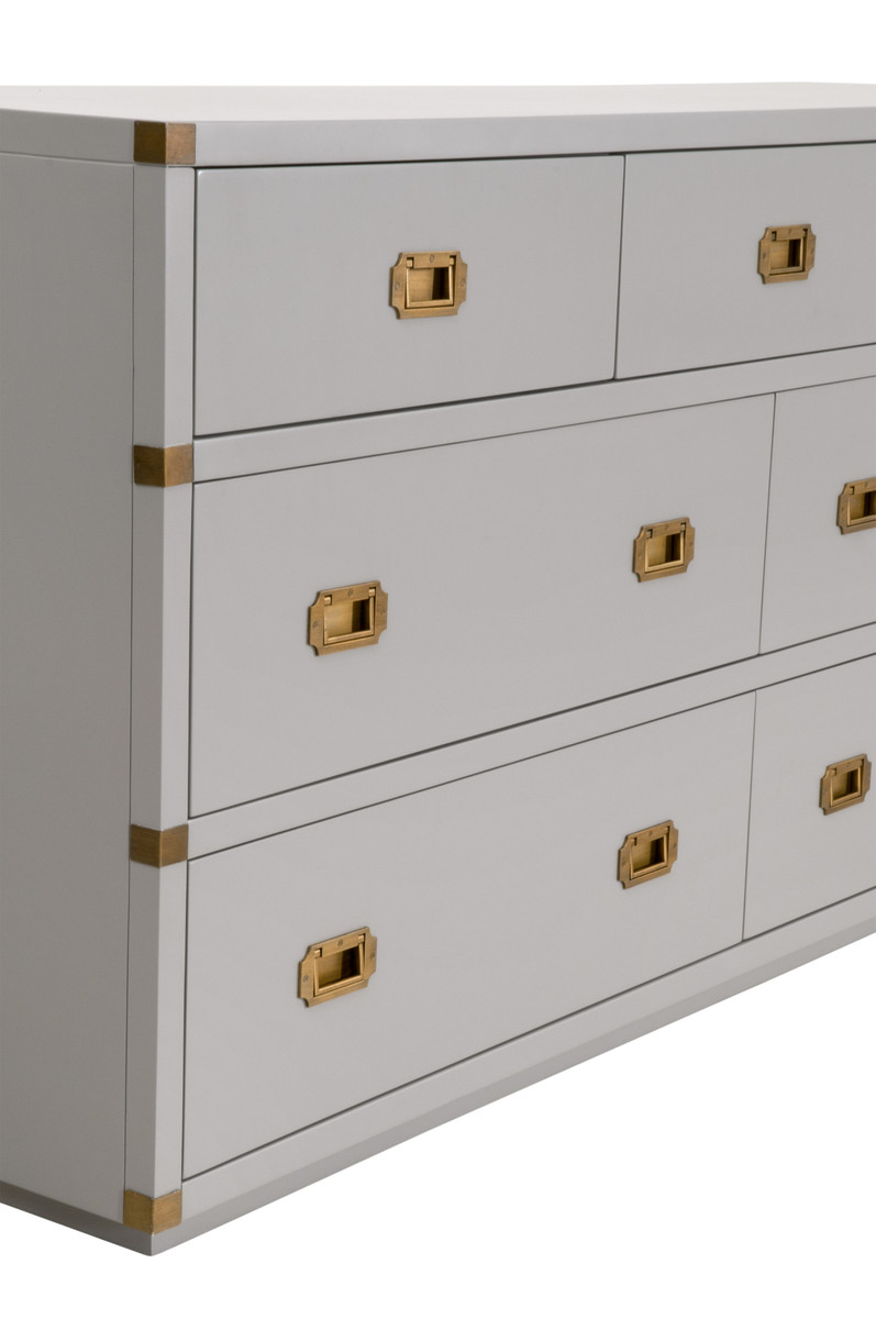 Essentials - Bradley 7-Drawer Double Dresser in Dove Gray, Brushed Gold