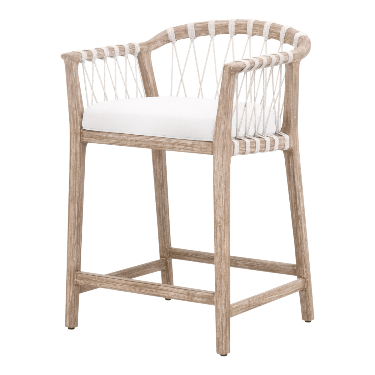 Essentials - Pacific Counter Stool in White Speckle Flat Rope, Natural Gray Mahogany