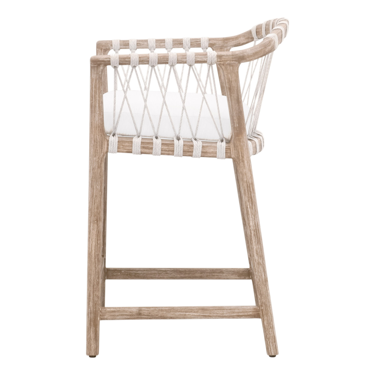 Essentials - Pacific Counter Stool in White Speckle Flat Rope, Natural Gray Mahogany