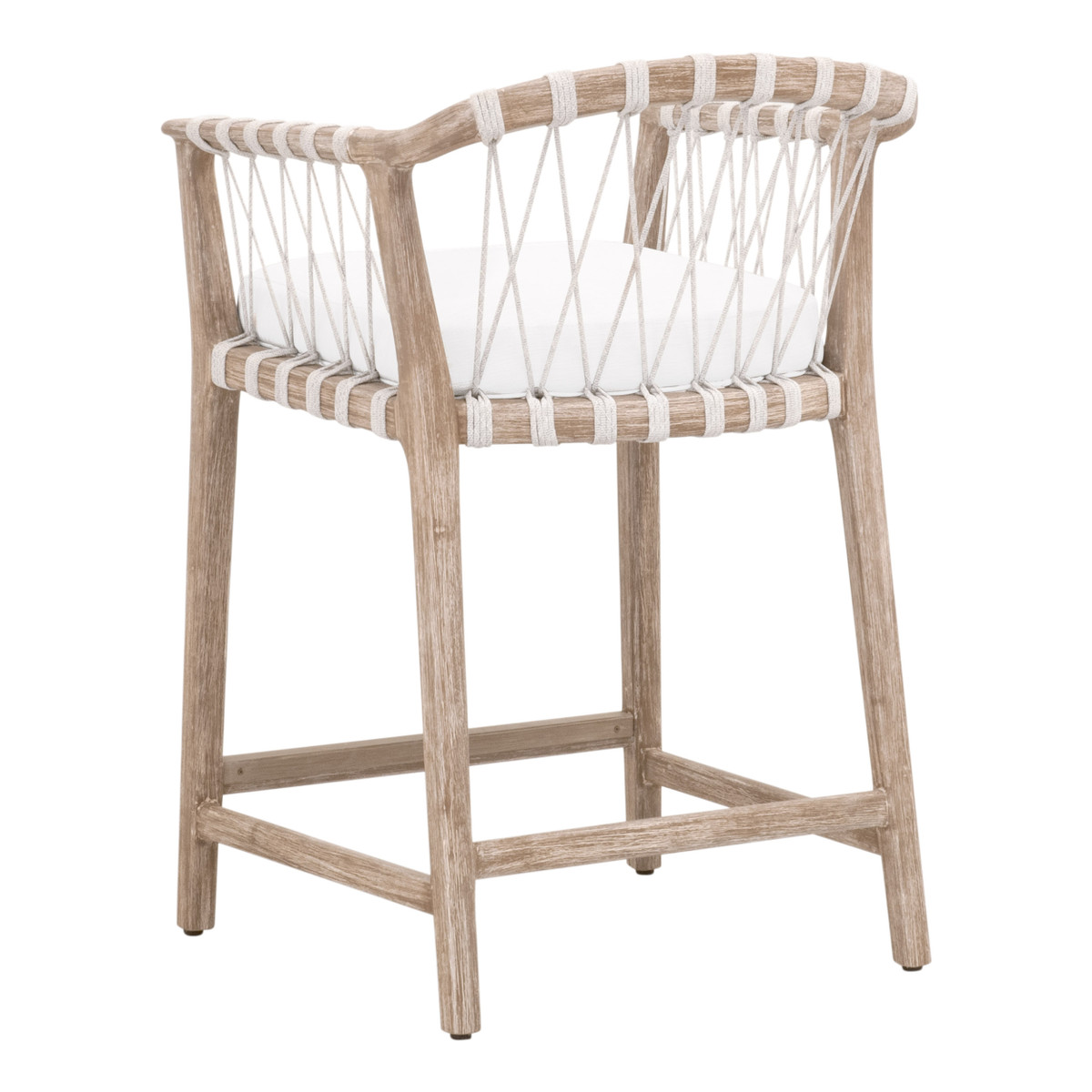 Essentials - Pacific Counter Stool in White Speckle Flat Rope, Natural Gray Mahogany