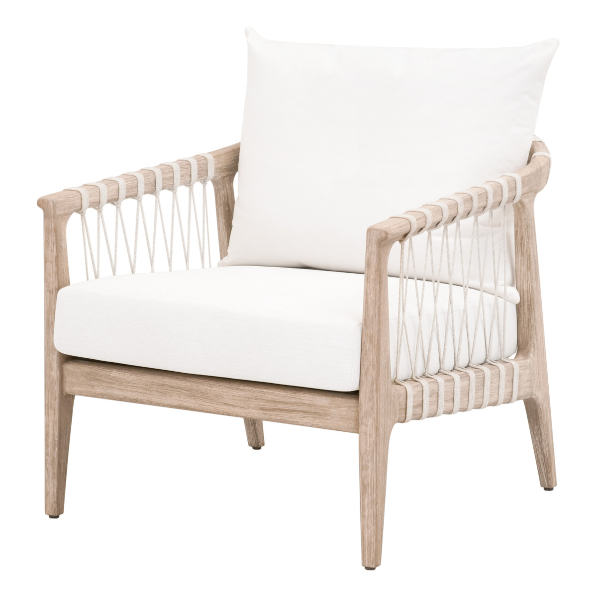 Essentials - Pacific Club Chair in White Speckle Flat Rope, Natural Gray Mahogany