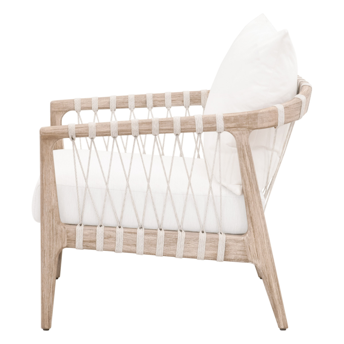 Essentials - Pacific Club Chair in White Speckle Flat Rope, Natural Gray Mahogany