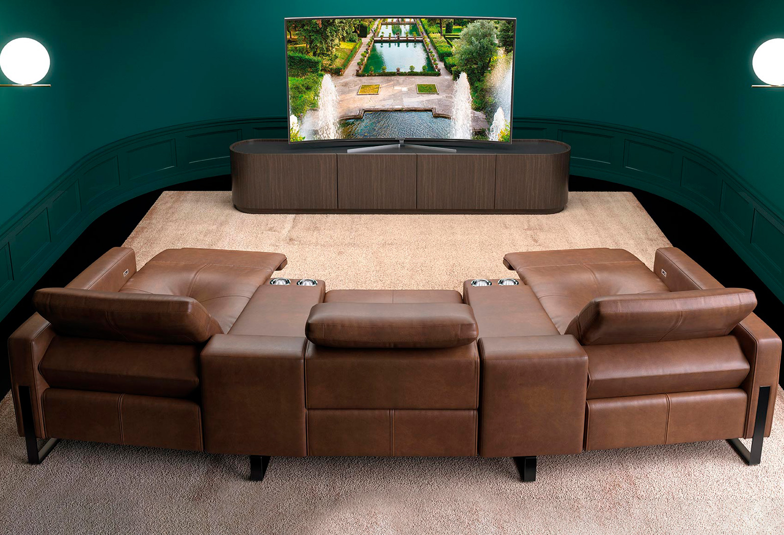 Estro IS 346 U Moma Sectional with Electric Headrest - Brown