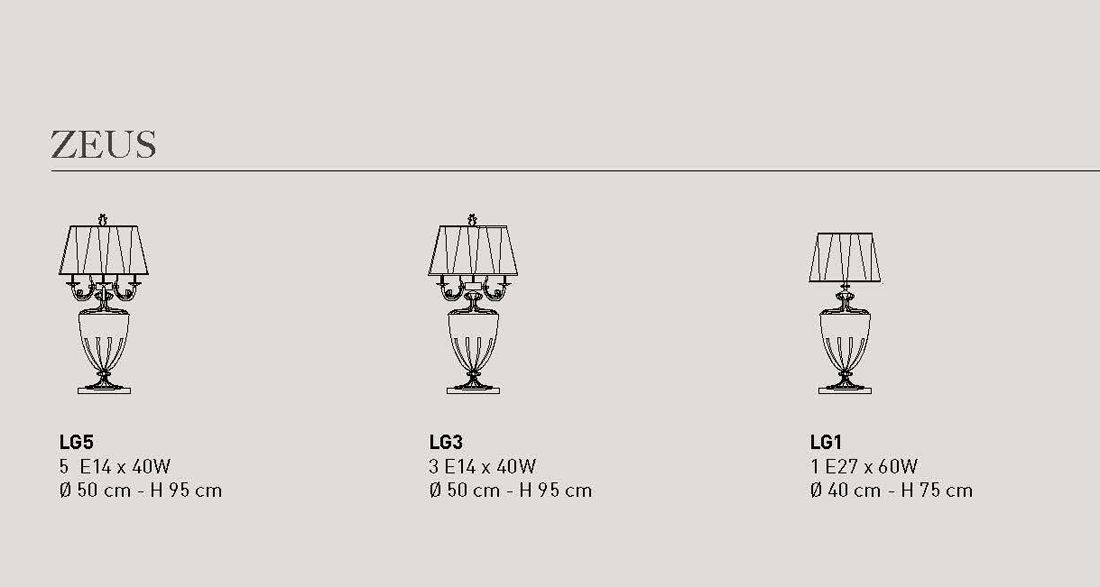 Euroluce Zeus LG3 Lamp Table - Blue Amber