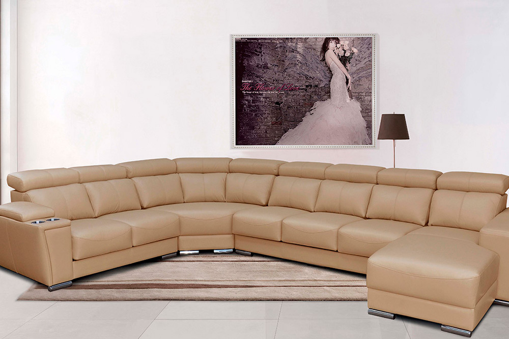 Extravaganza™ 8312 Sectional with Sliding Seats Beige - Right Facing