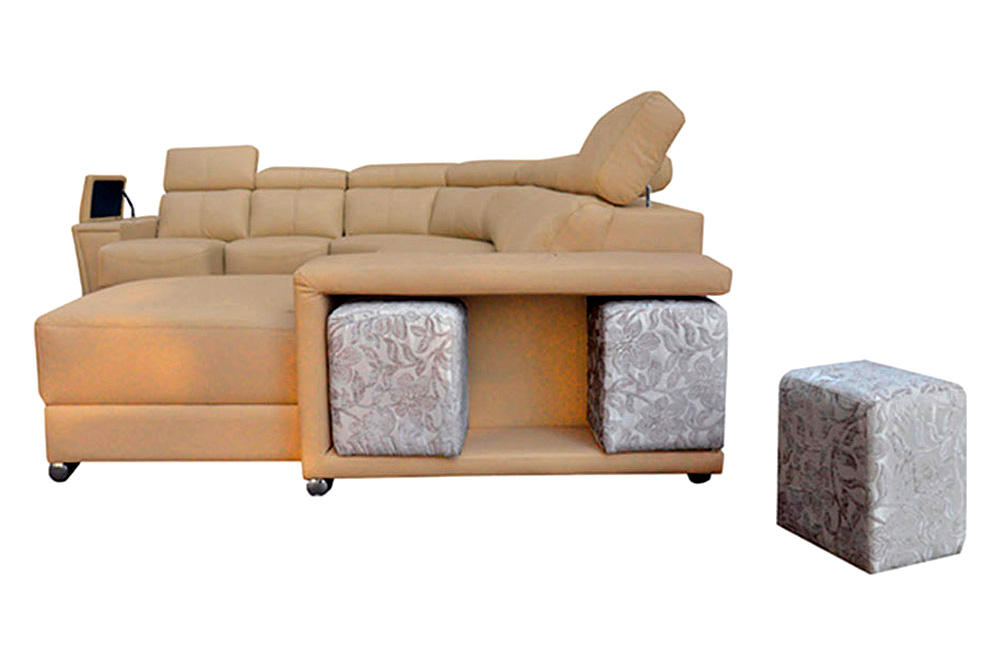 Extravaganza™ 8312 Sectional with Sliding Seats Beige - Right Facing