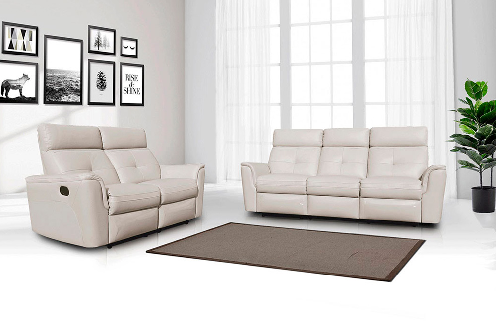 Extravaganza 8501 Sofa with 2 Recliners - White