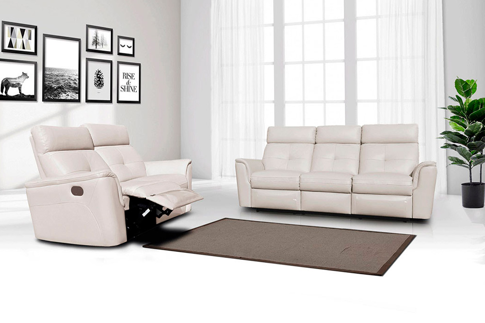 Extravaganza 8501 Sofa with 2 Recliners - White