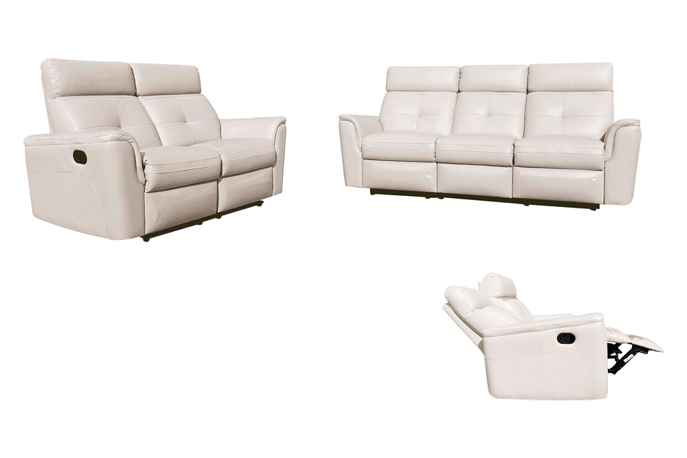 Extravaganza 8501 Sofa with 2 Recliners - White