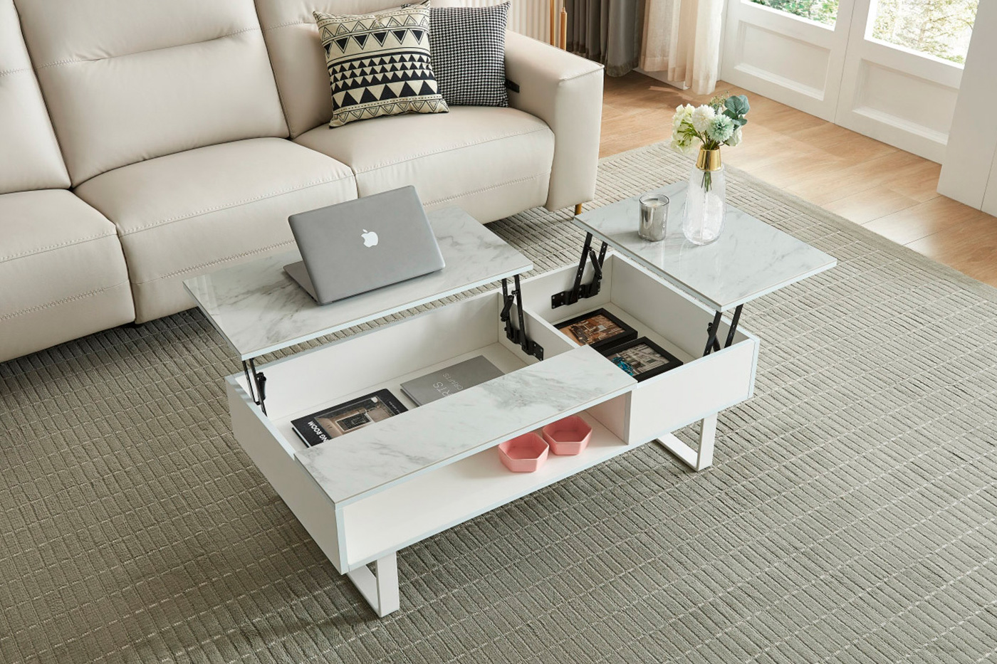 Extravaganza 1388 Coffee Table with Storage - White