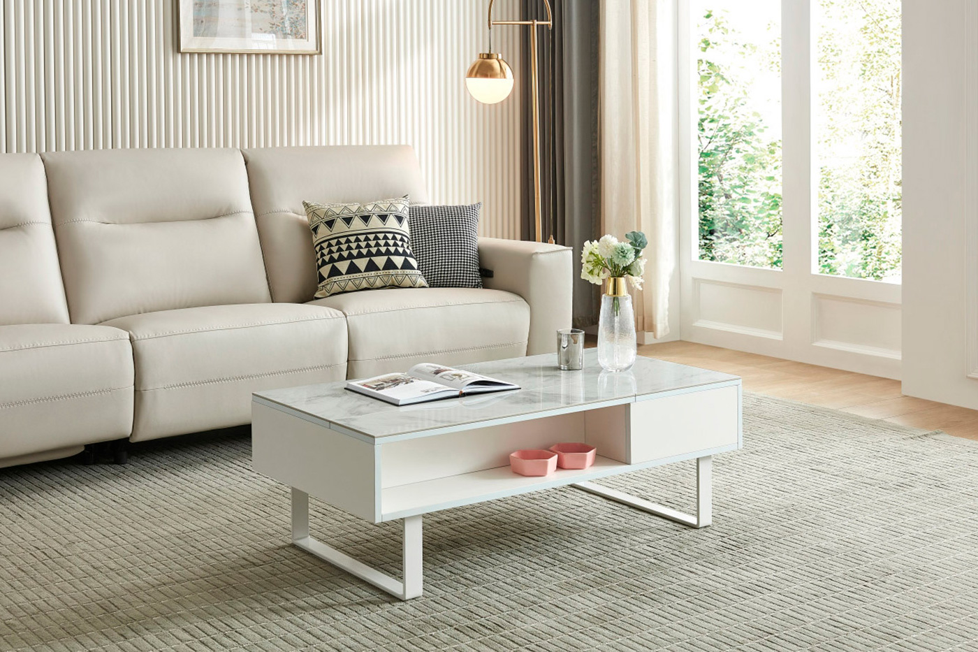 Extravaganza 1388 Coffee Table with Storage - White