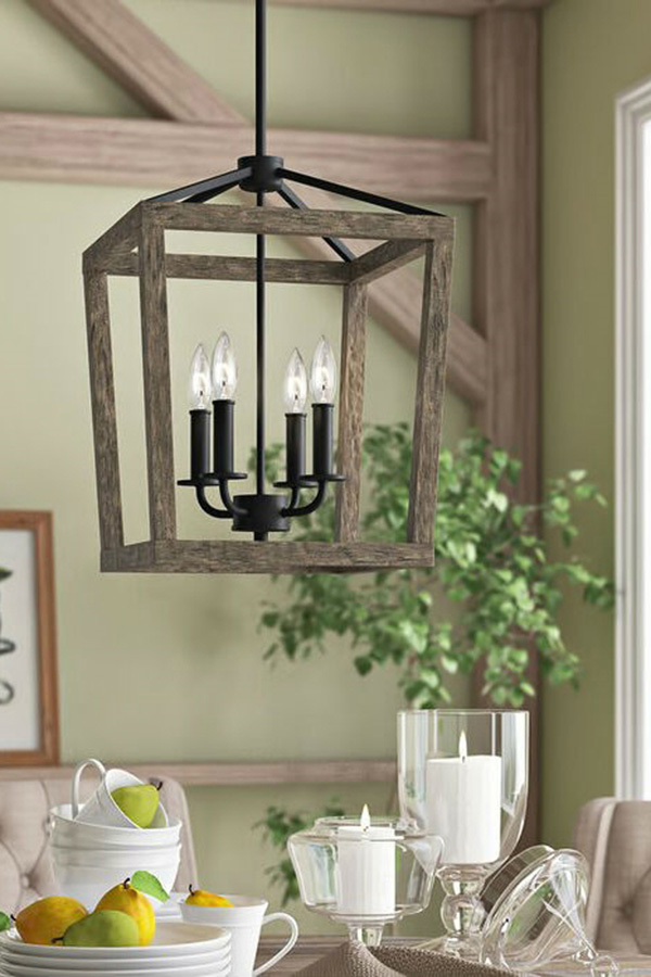 FaFurn - 4 Light Lantern Adjustable Dimmable Square/Rectangle Chandelier