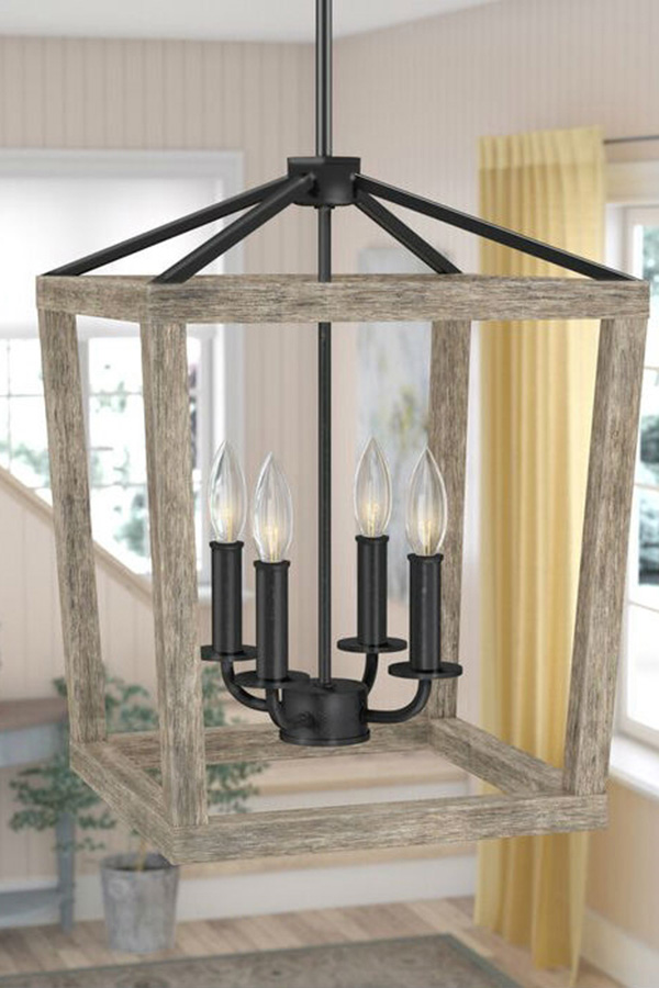 FaFurn - 4 Light Lantern Adjustable Dimmable Square/Rectangle Chandelier