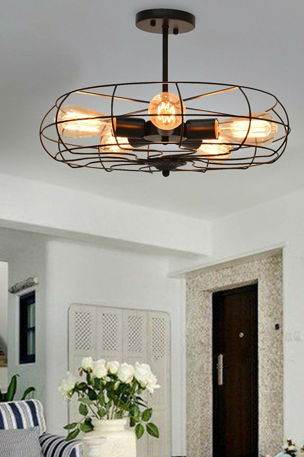 FaFurn - 5 Light Modern 2808 Black Iron Sphere Chandelier