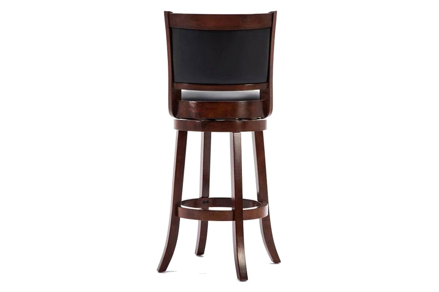 FaFurn - Solid Wood Bar Stool with Faux Leather Swivel Seat