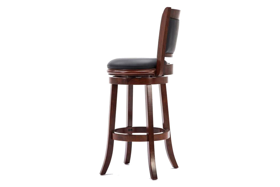 FaFurn 29-Inch Solid Wood Bar Stool with Faux Leather Swivel Seat - Cherry