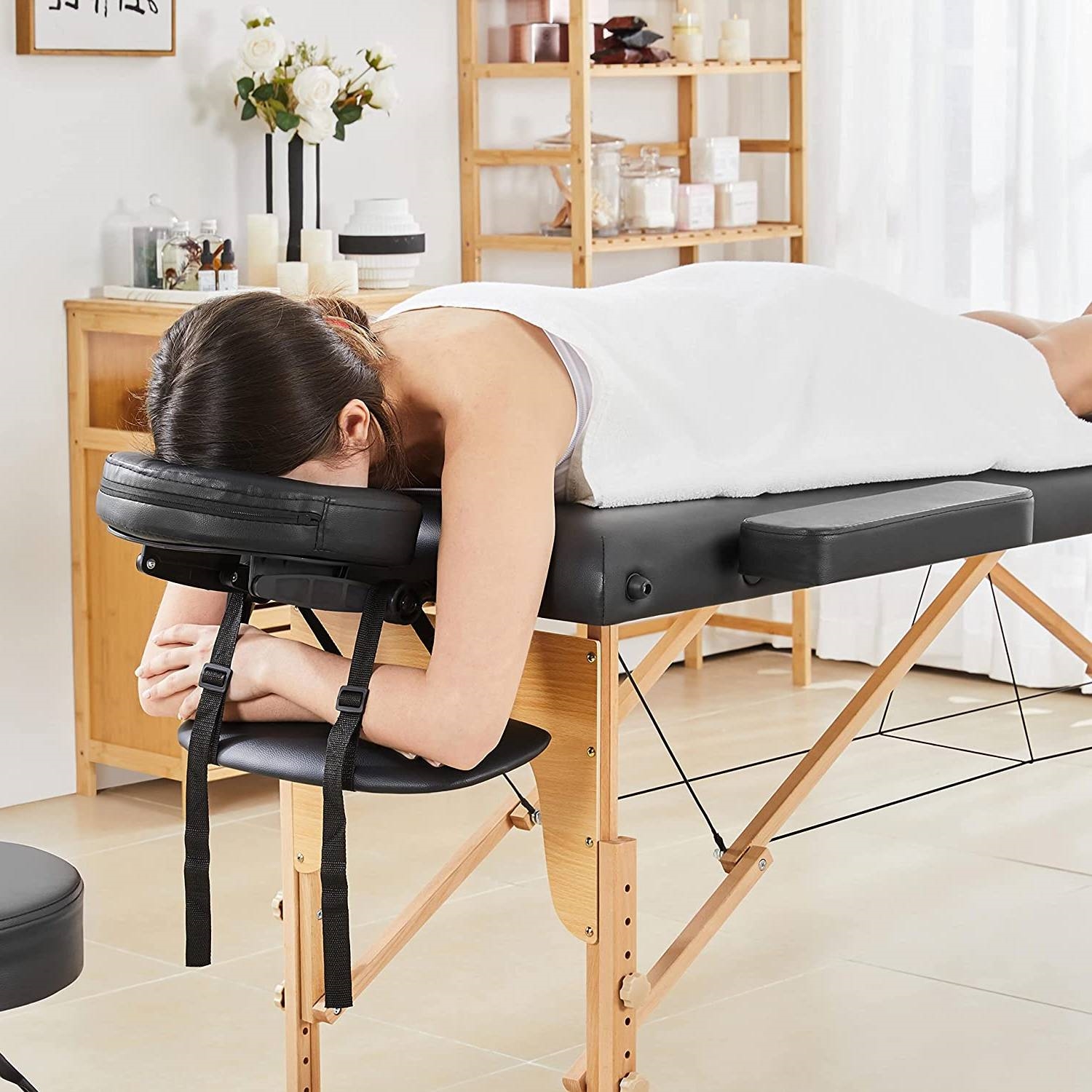 FaFurn - Adjustable Massage Folding Table in Black