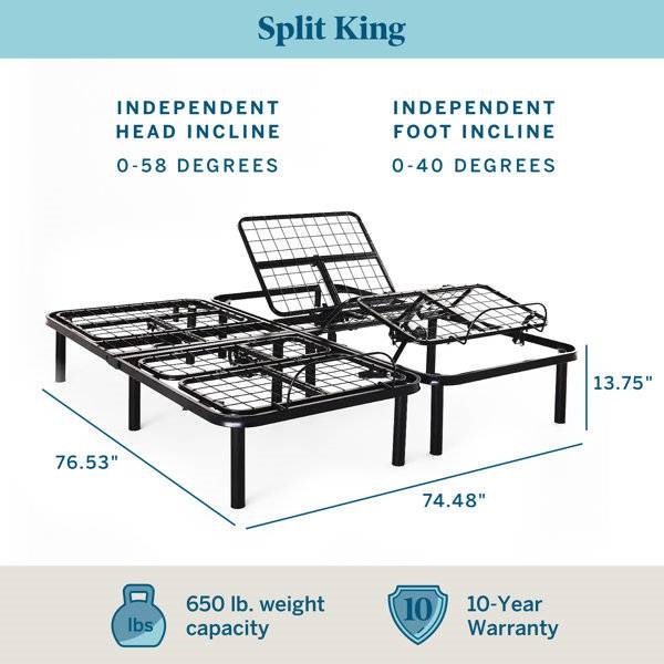 FaFurn - Adjustable King Size Split Bed Base with Remote