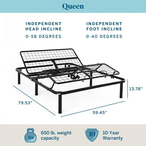 FaFurn Adjustable Queen Size Bed Base with Remote