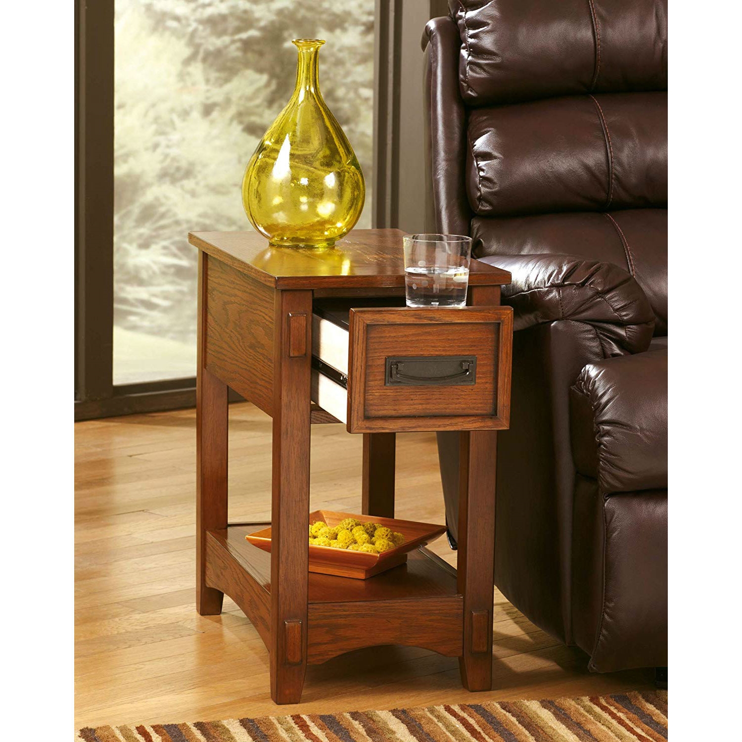 FaFurn - Mission 1-Drawer Nightstand in Brown