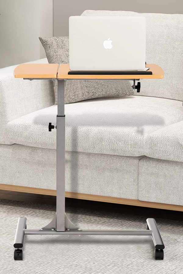 FaFurn - Mobile Laptop Desk Cart On Wheels with Wood Top