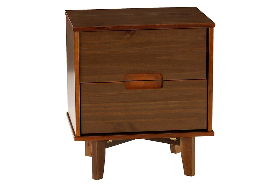 FaFurn Farmhouse 2 Drawer Solid Wood Nightstand - Walnut