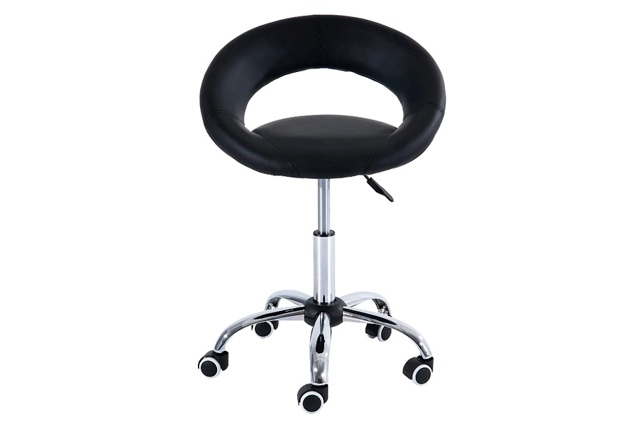 FaFurn - Black Saddle Adjustable Hydraulic Rolling Swivel Massage Salon Stool Chair