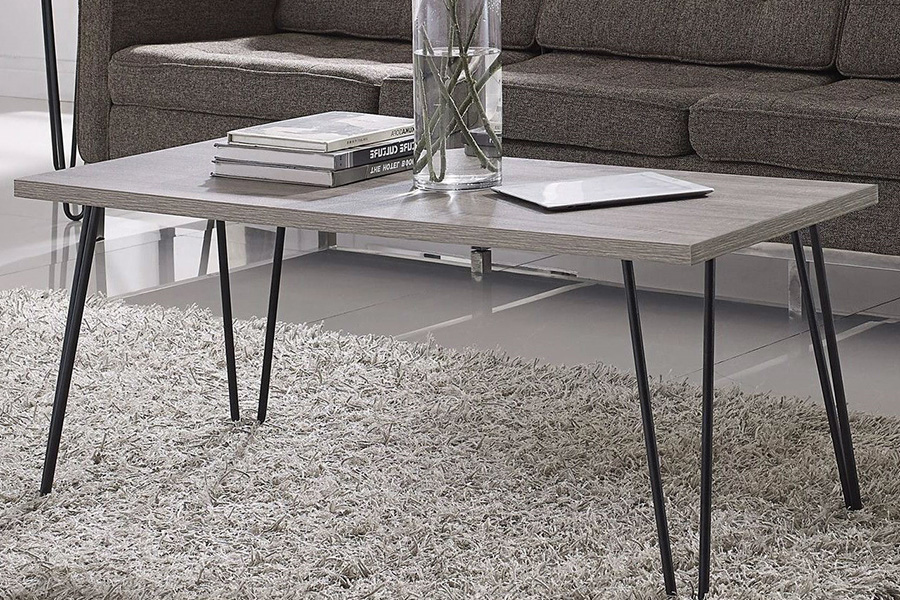 FaFurn - Modern Classic Vintage Style Coffee Table with Wood Top and Metal Legs