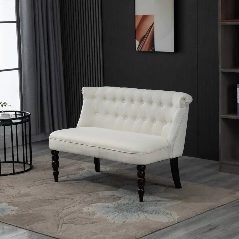 FaFurn Scandinavian 2 Seater Loveseat - Cream, Linen