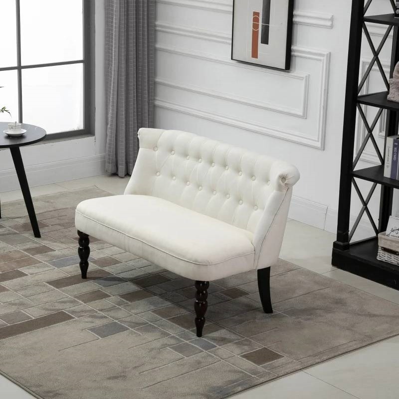 FaFurn Scandinavian 2 Seater Loveseat - Cream, Linen