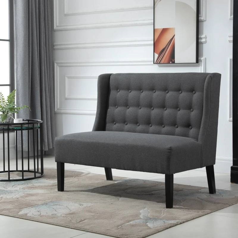 FaFurn Scandinavian 2 Seater Loveseat - Gray, Linen