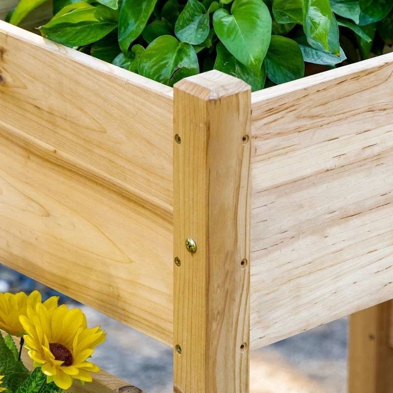 FaFurn Garden Bed Planter Box - Light Oak, Fir Wood