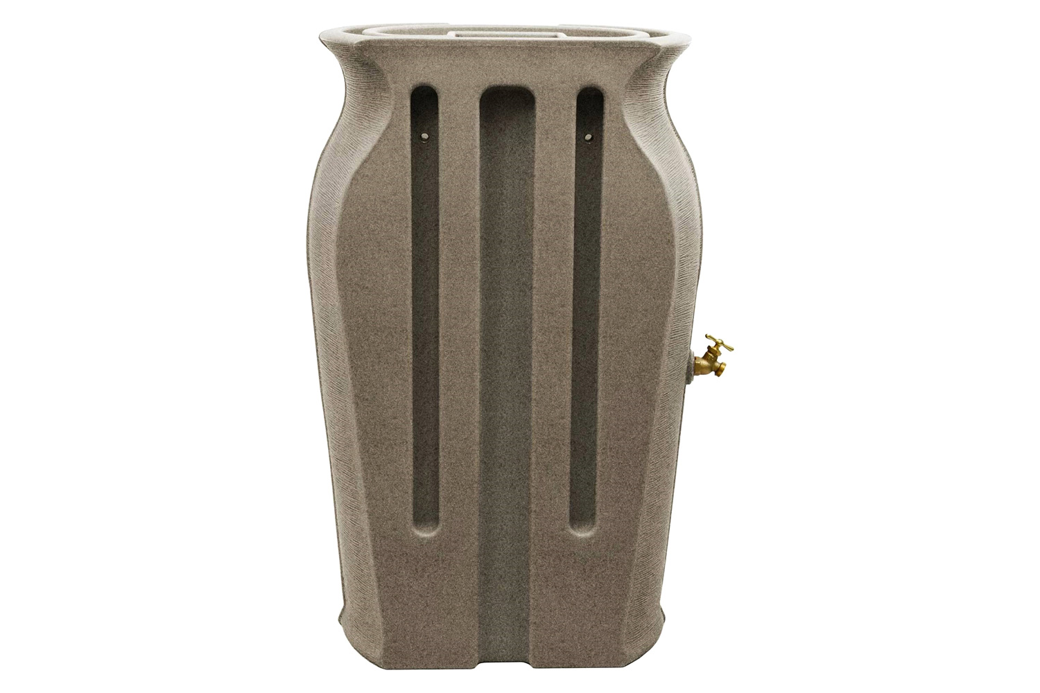 FaFurn 50-Gallon Plastic Urn Rain Barrel with Planter Top - Gray Sand