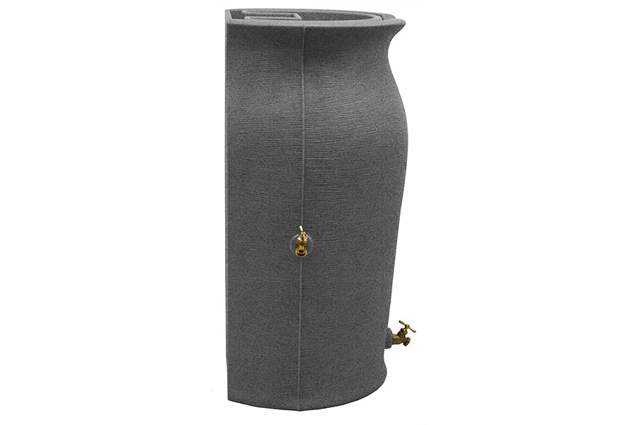 FaFurn 50-Gallon Plastic Urn Rain Barrel with Planter Top - Dark Gray