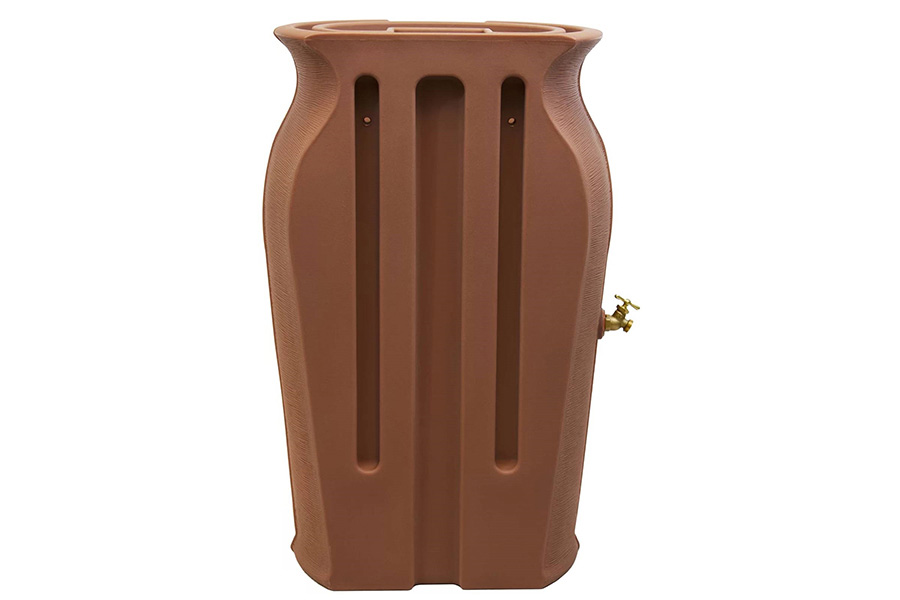 FaFurn - Terra Cotta 50-Gallon Plastic Urn Rain Barrel with Planter Top