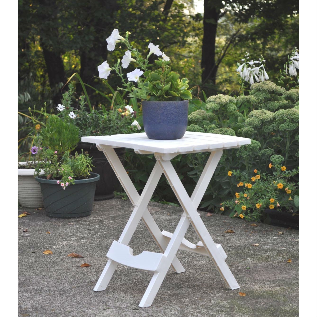 FaFurn Folding Outdoor Side Table - White, Wood