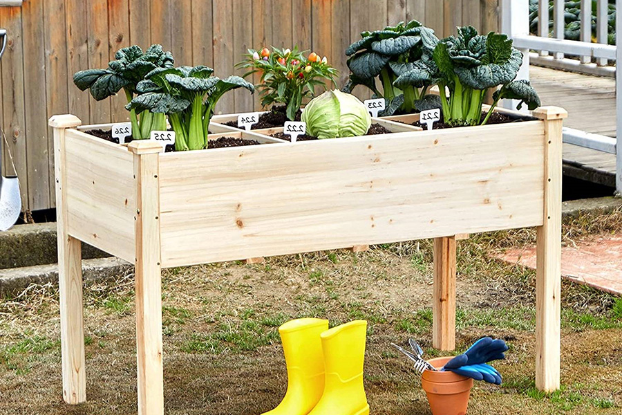 FaFurn - Solid Fir Wood Outdoor Raised Garden Bed Planter Box 2-Ft X 4-Ft X 30-Inch High