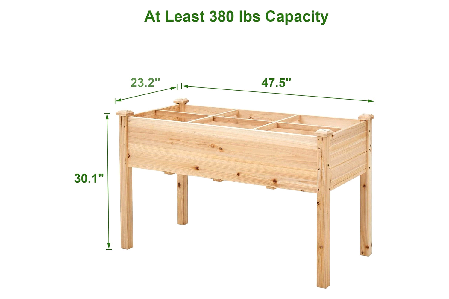 FaFurn - Solid Fir Wood Outdoor Raised Garden Bed Planter Box 2-Ft X 4-Ft X 30-Inch High