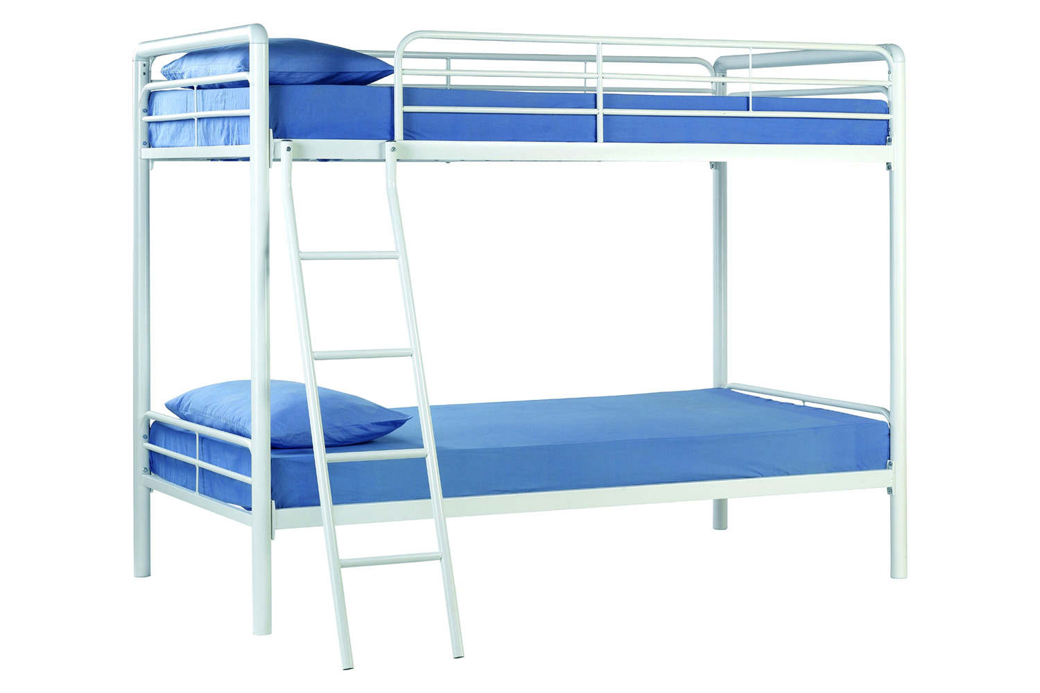 FaFurn - Twin Over Twin Bunk Bed with Ladder in White Metal Finish